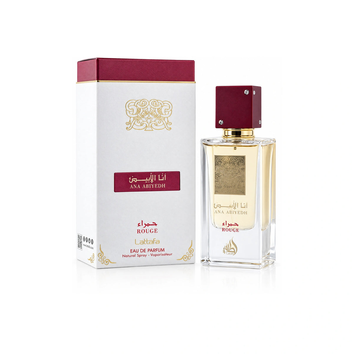 Lattafa Ana Abiyedh Rouge fragrance bottle