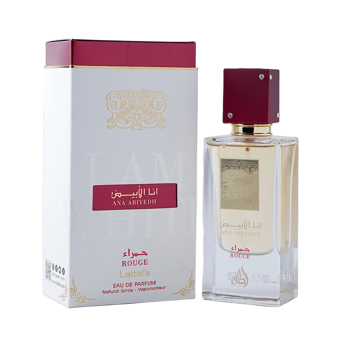 Lattafa Ana Abiyedh Rouge fragrance bottle