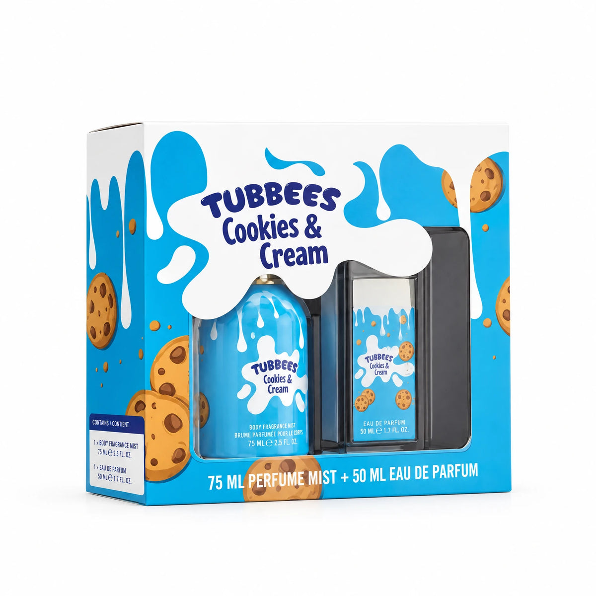 TUBEES GIFTSET COOKIES AND CREAM BODY MIST50+75ML