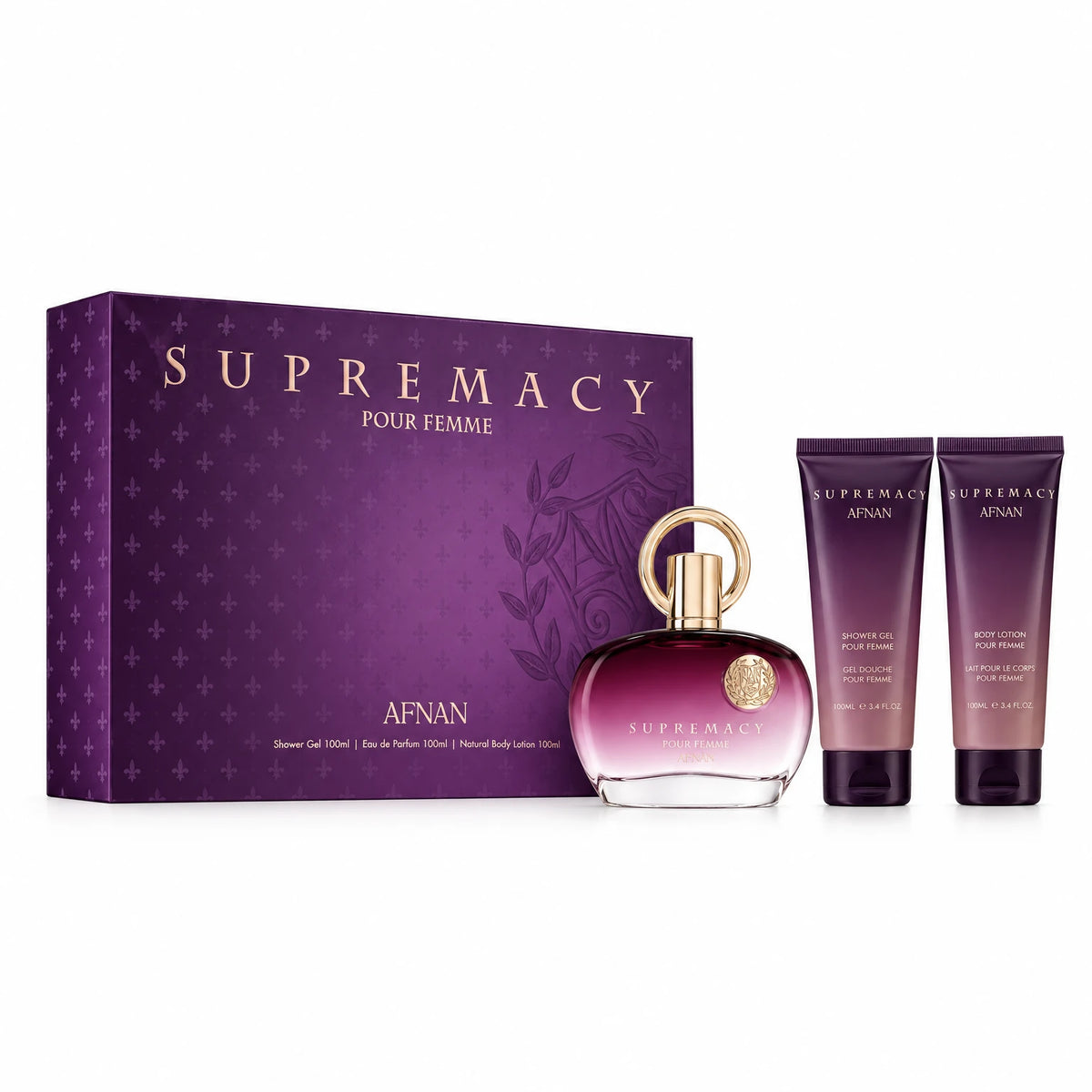 Afnan Supremacy Pour Femme Gift Set – 3 Pieces (Purple)