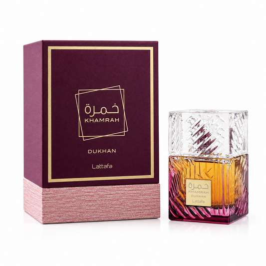 Khamrah Dukhan by Lattafa perfume bottle
